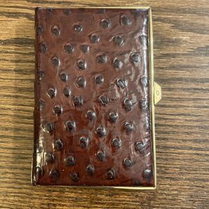 Vintage West Germany Solar Ltd. Genuine Ostrich Leather Clutch Frame Wallet
